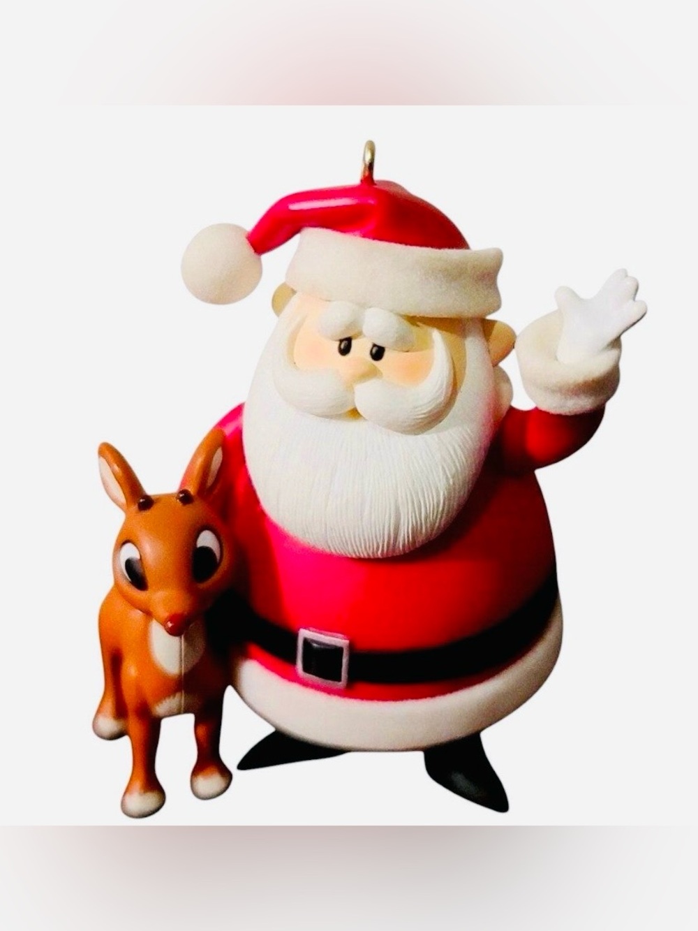 2004 Rudolph the Red-Nose Hallmark Red Santa with Brown Reindeer Ornament